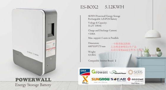 Batteria LiFePO4 fosfato a parete da 5 kWh a 10 kWh per impianti di accumulo di energia solare
